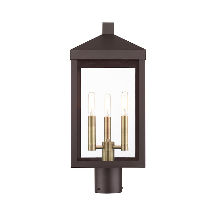 Livex Nyack 3 Light Outdoor Post Top Lantern , Clear