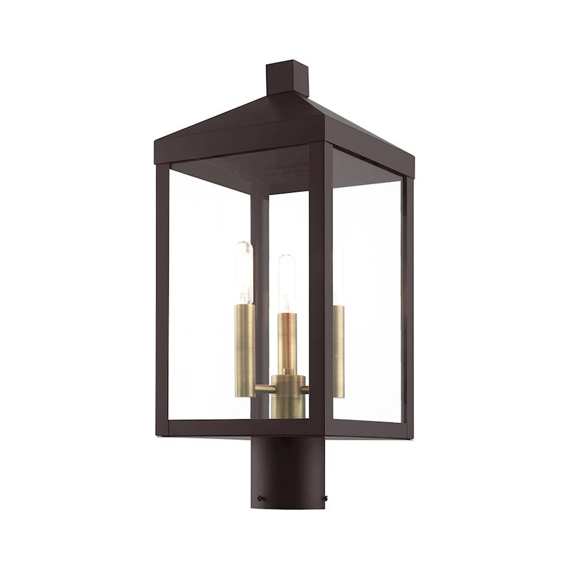 Livex Nyack 3 Light Outdoor Post Top Lantern , Clear