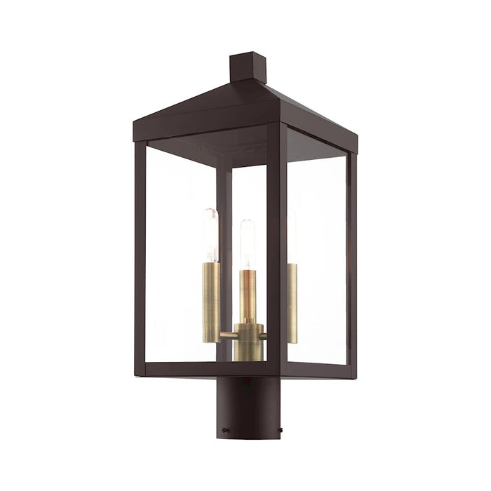 Livex Nyack 3 Light Outdoor Post Top Lantern , Clear