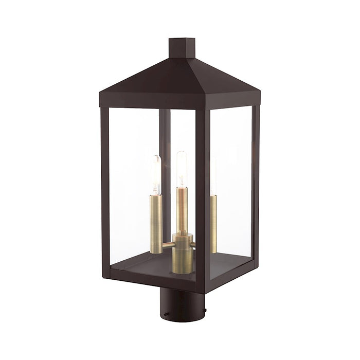 Livex Nyack 3 Light Outdoor Post Top Lantern , Clear