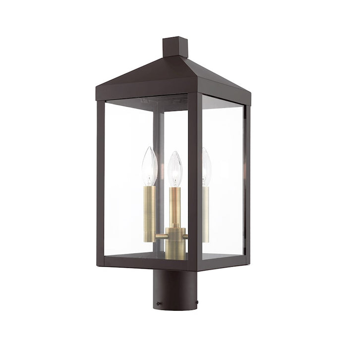 Livex Nyack 3 Light Outdoor Post Top Lantern , Clear
