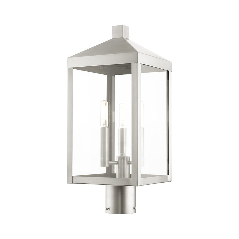 Livex Nyack 3 Light Outdoor Post Top Lantern , Clear