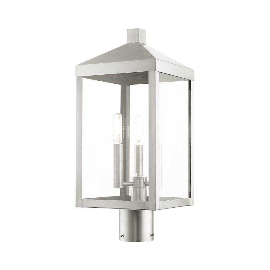 Livex Nyack 3 Light Outdoor Post Top Lantern , Clear