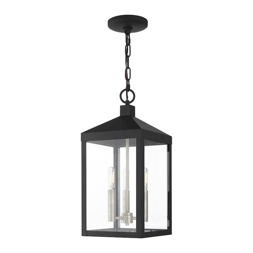 Livex Nyack 3 Light Outdoor Pendant Lantern, Clear