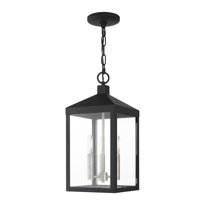 Livex Nyack 3 Light Outdoor Pendant Lantern, Clear