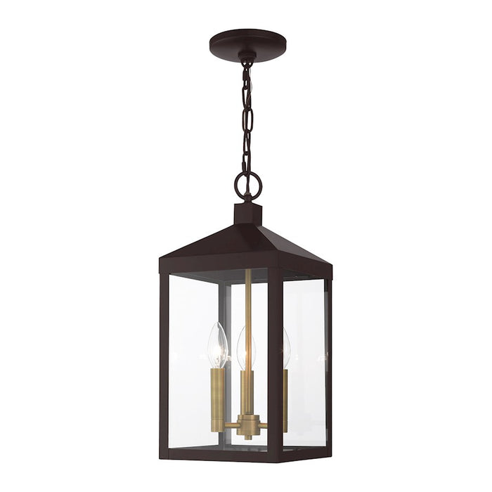 Livex Nyack 3 Light Outdoor Pendant Lantern, Clear