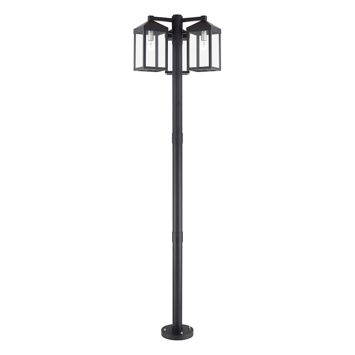 Livex Nyack 3Lt Outdoor 3 Head Post Light, Black/Nickel/Clear Glass