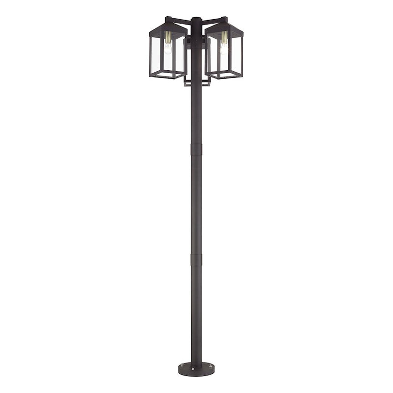 Livex Nyack 3Lt Outdoor 3 Head Post Light, Bronze/Brass/Clear Glass