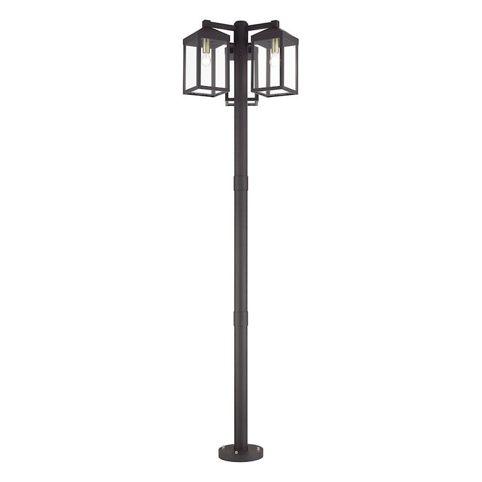 Livex Nyack 3Lt Outdoor 3 Head Post Light, Bronze/Brass/Clear Glass