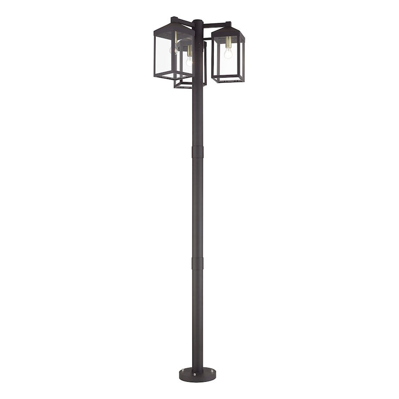 Livex Nyack 3Lt Outdoor 3 Head Post Light, Bronze/Brass/Clear Glass