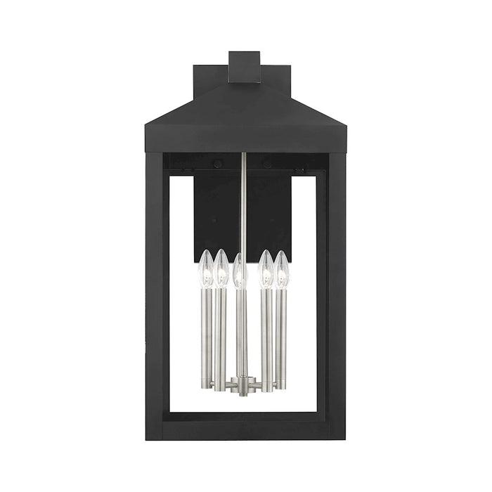 Livex Nyack 5 Light Outdoor Wall Lantern, Black/Nickel Cluster/Clear