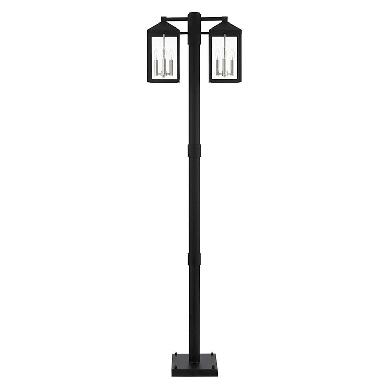 Livex Nyack 6 Light Outdoor Post Light, Black/Nickel Cluster/Clear