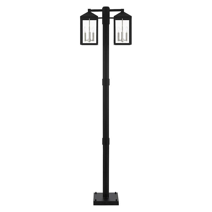 Livex Nyack 6 Light Outdoor Post Light, Black/Nickel Cluster/Clear