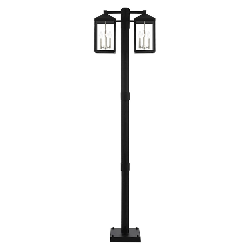 Livex Nyack 6 Light Outdoor Post Light, Black/Nickel Cluster/Clear