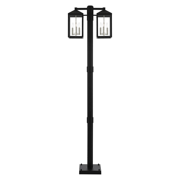 Livex Nyack 6 Light Outdoor Post Light, Black/Nickel Cluster/Clear