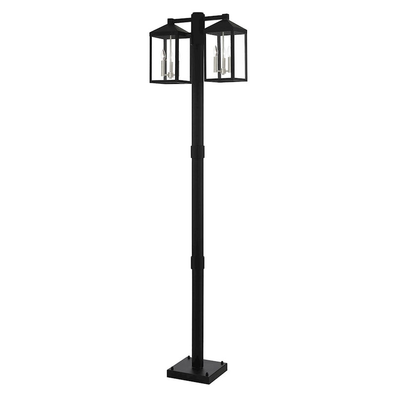 Livex Nyack 6 Light Outdoor Post Light, Black/Nickel Cluster/Clear