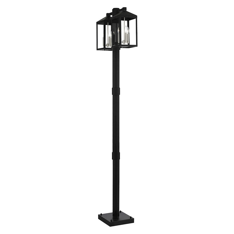 Livex Nyack 6 Light Outdoor Post Light, Black/Nickel Cluster/Clear