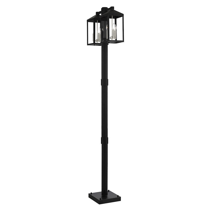 Livex Nyack 6 Light Outdoor Post Light, Black/Nickel Cluster/Clear