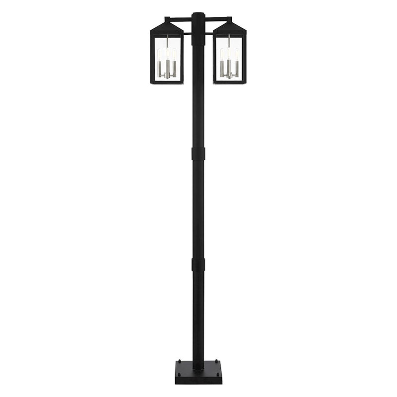 Livex Nyack 6 Light Outdoor Post Light, Black/Nickel Cluster/Clear