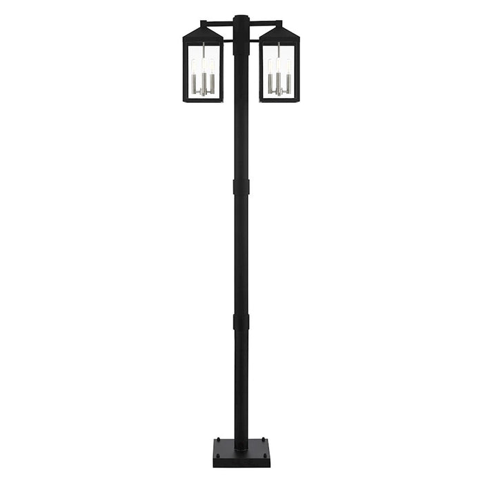 Livex Nyack 6 Light Outdoor Post Light, Black/Nickel Cluster/Clear