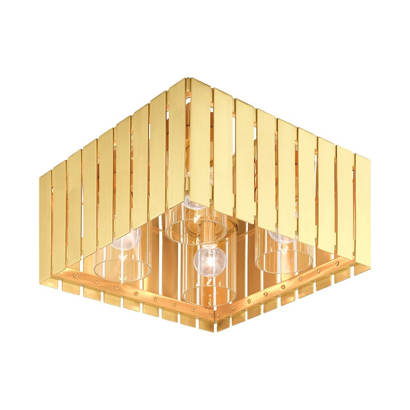 Livex Greenwich 4 Light Outdoor Flush Mount, Clear