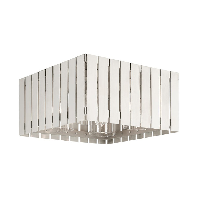 Livex Greenwich 4 Light Outdoor Flush Mount, Clear