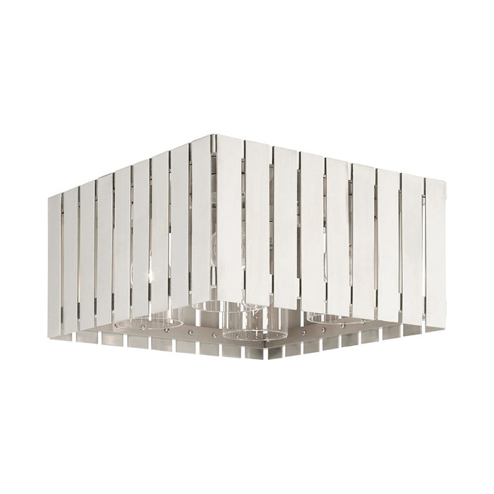 Livex Greenwich 4 Light Outdoor Flush Mount, Clear