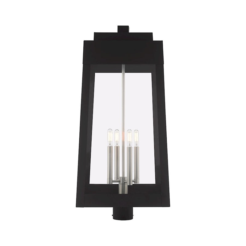 Livex Lighting Oslo 4 Light Outdoor Post Top Lantern, Black