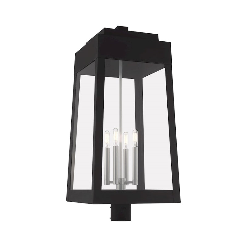 Livex Lighting Oslo 4 Light Outdoor Post Top Lantern, Black