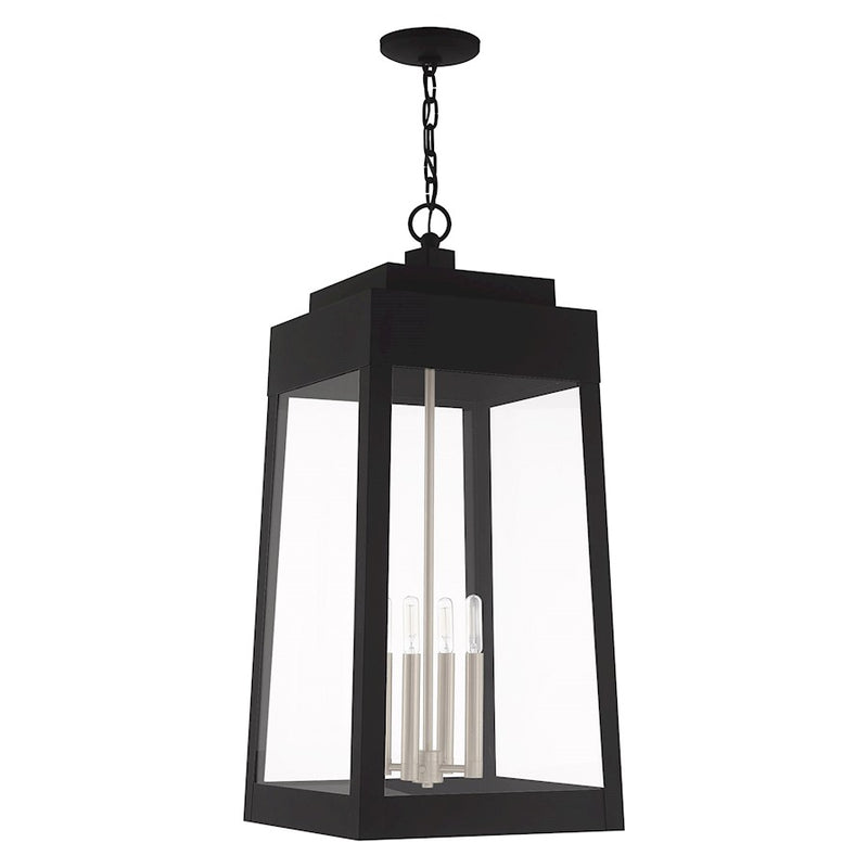 Livex Lighting Oslo 4 Light Outdoor Pendant Lantern, Black