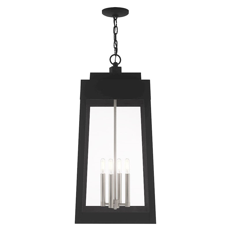 Livex Lighting Oslo 4 Light Outdoor Pendant Lantern, Black