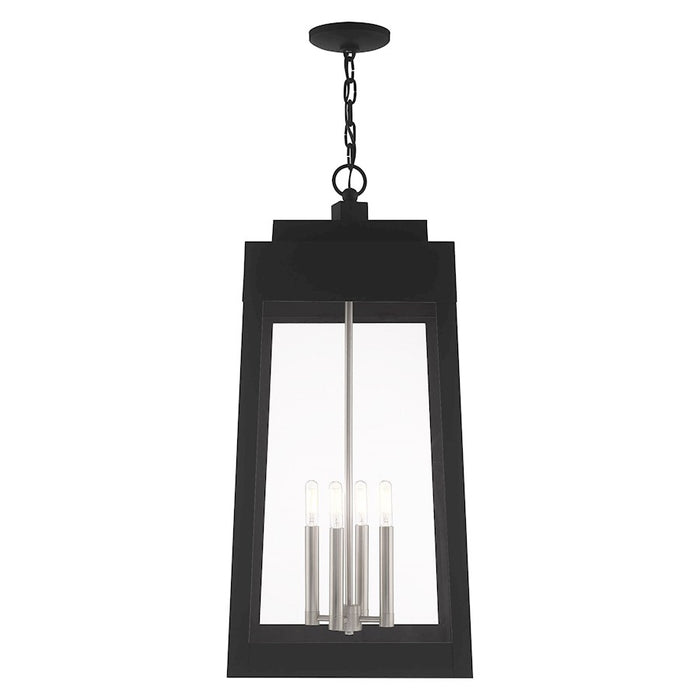 Livex Lighting Oslo 4 Light Outdoor Pendant Lantern, Black