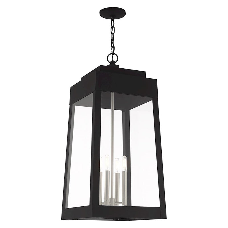 Livex Lighting Oslo 4 Light Outdoor Pendant Lantern, Black