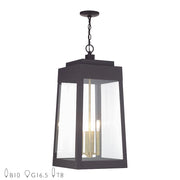 Livex Oslo 4Lt XL Outdoor Pendant Lantern, Bronze/Brass/Clear - 20863-07