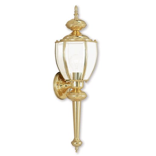 Livex Lighting Outdoor Basics Outdoor Wall Lantern, Polished Brass