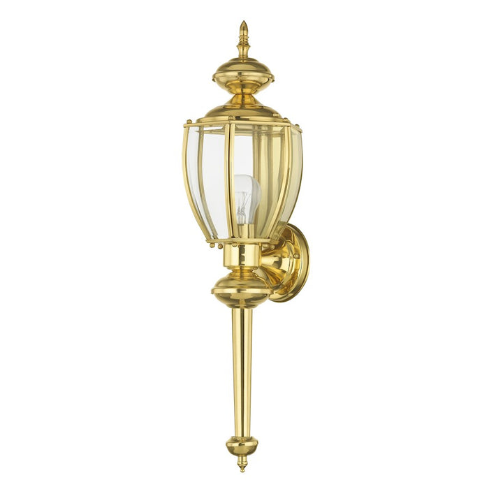 Livex Lighting Outdoor Basics Outdoor Wall Lantern, Polished Brass