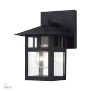 Livex Crestlake 1Lt Small Outdoor Wall Lantern, Black/Clear Glass - 21321-14