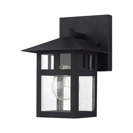 Livex Crestlake 1Lt Small Outdoor Wall Lantern, Black/Clear Glass