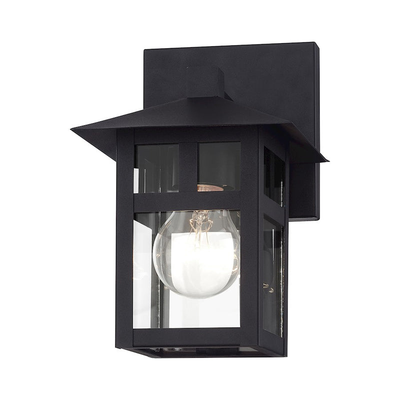 Livex Crestlake 1Lt Small Outdoor Wall Lantern, Black/Clear Glass