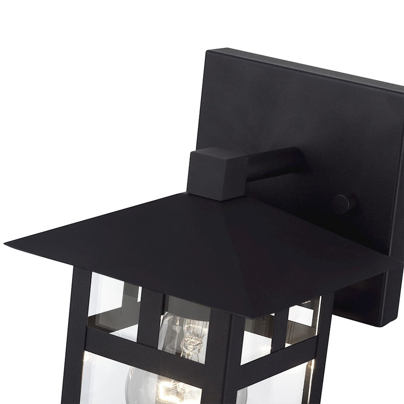 Livex Crestlake 1Lt Small Outdoor Wall Lantern, Black/Clear Glass