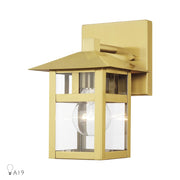 Livex Crestlake 1Lt Small Outdoor Wall Lantern, Gold/Clear Glass - 21321-32