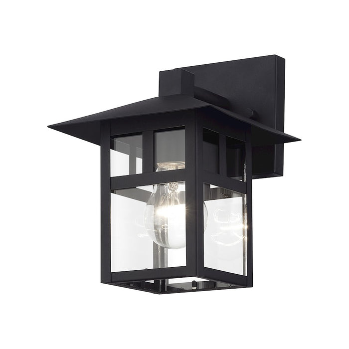 Livex Crestlake 1Lt Medium Outdoor Wall Lantern, Black/Clear Glass