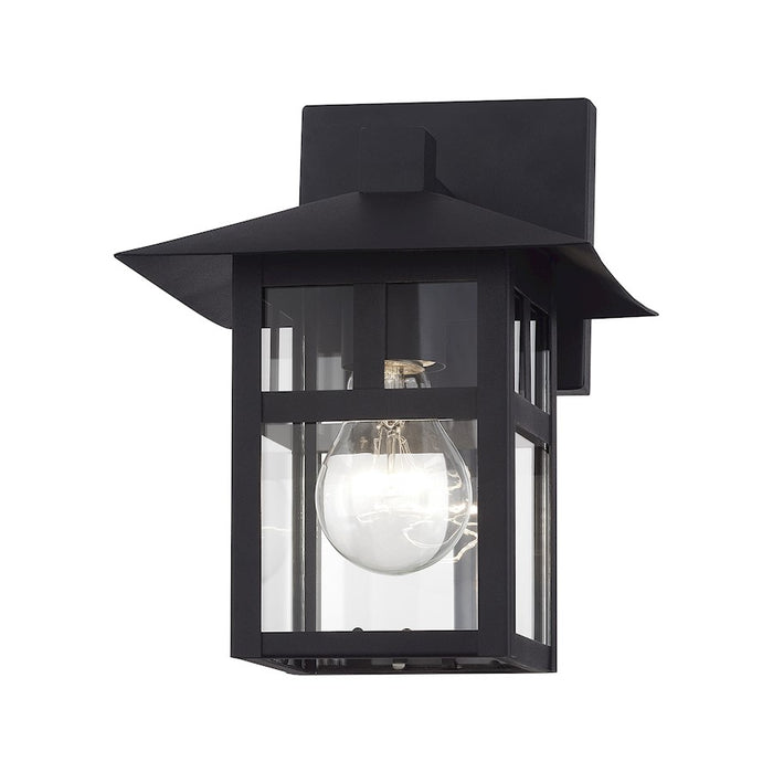 Livex Crestlake 1Lt Medium Outdoor Wall Lantern, Black/Clear Glass