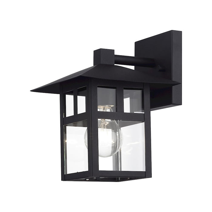 Livex Crestlake 1Lt Medium Outdoor Wall Lantern, Black/Clear Glass