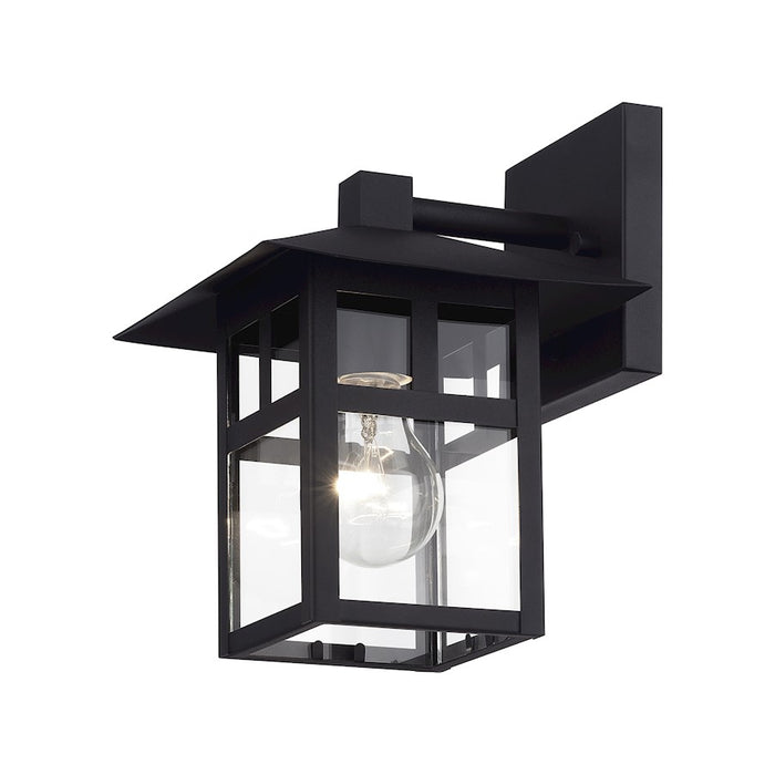 Livex Crestlake 1Lt Medium Outdoor Wall Lantern, Black/Clear Glass