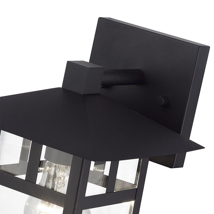 Livex Crestlake 1Lt Medium Outdoor Wall Lantern, Black/Clear Glass