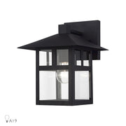 Livex Crestlake 1Lt Large Outdoor Wall Lantern, Black/Clear Glass - 21323-14