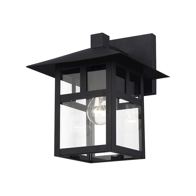 Livex Crestlake 1Lt Large Outdoor Wall Lantern, Black/Clear Glass