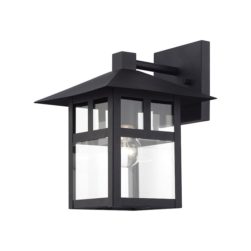 Livex Crestlake 1Lt Large Outdoor Wall Lantern, Black/Clear Glass