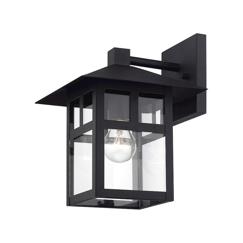 Livex Crestlake 1Lt Large Outdoor Wall Lantern, Black/Clear Glass